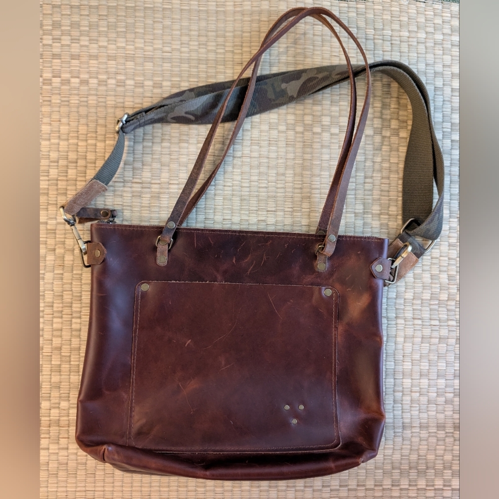 Handmade All Leather Handbag Brown with Shoulder Strap